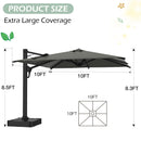 EROMMY 10X10 Patio Umbrella with Hydraulic Handle - Gray-Erommy